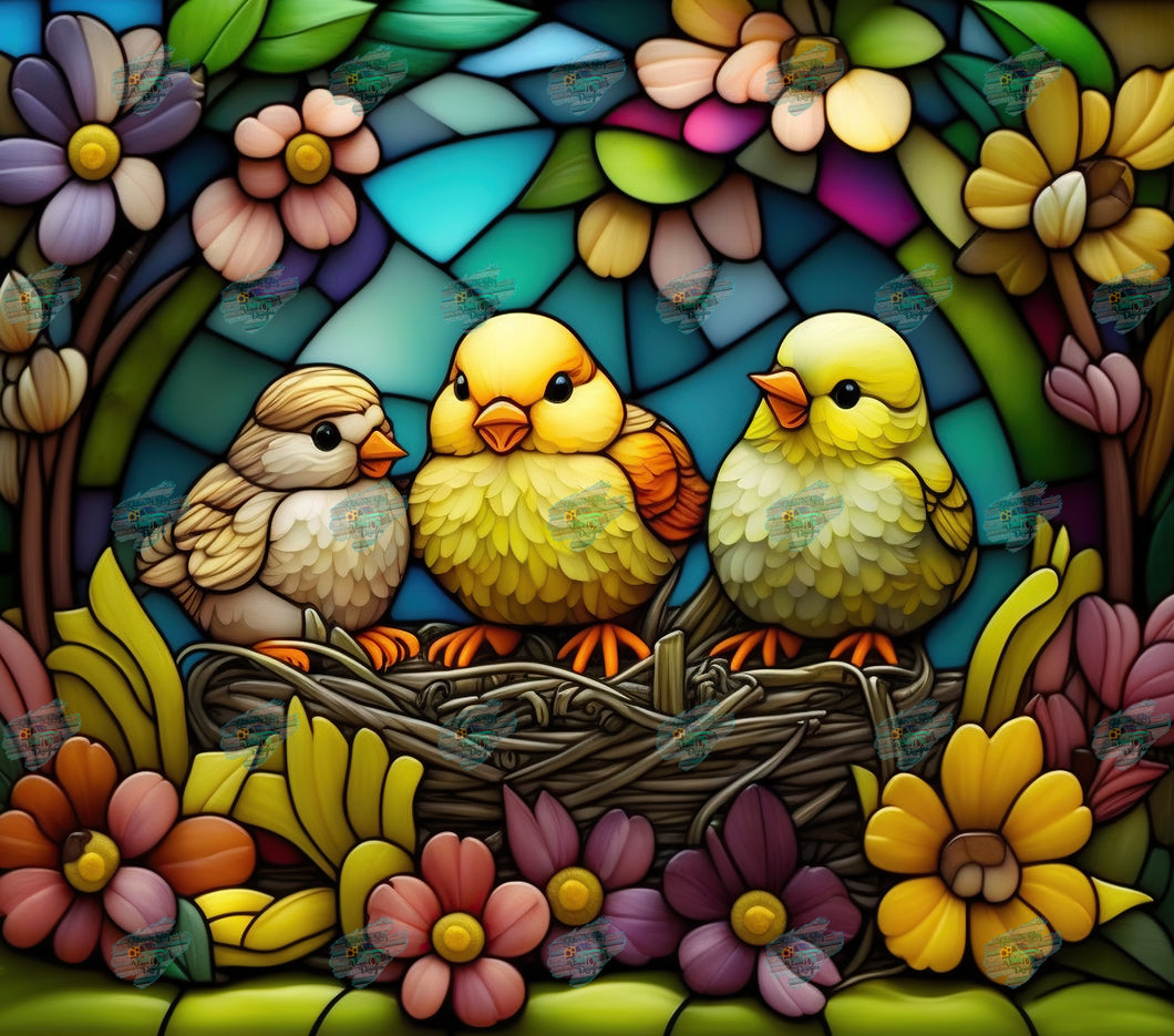 Stained Glass Baby Chicks Tumbler Sublimation Transfer