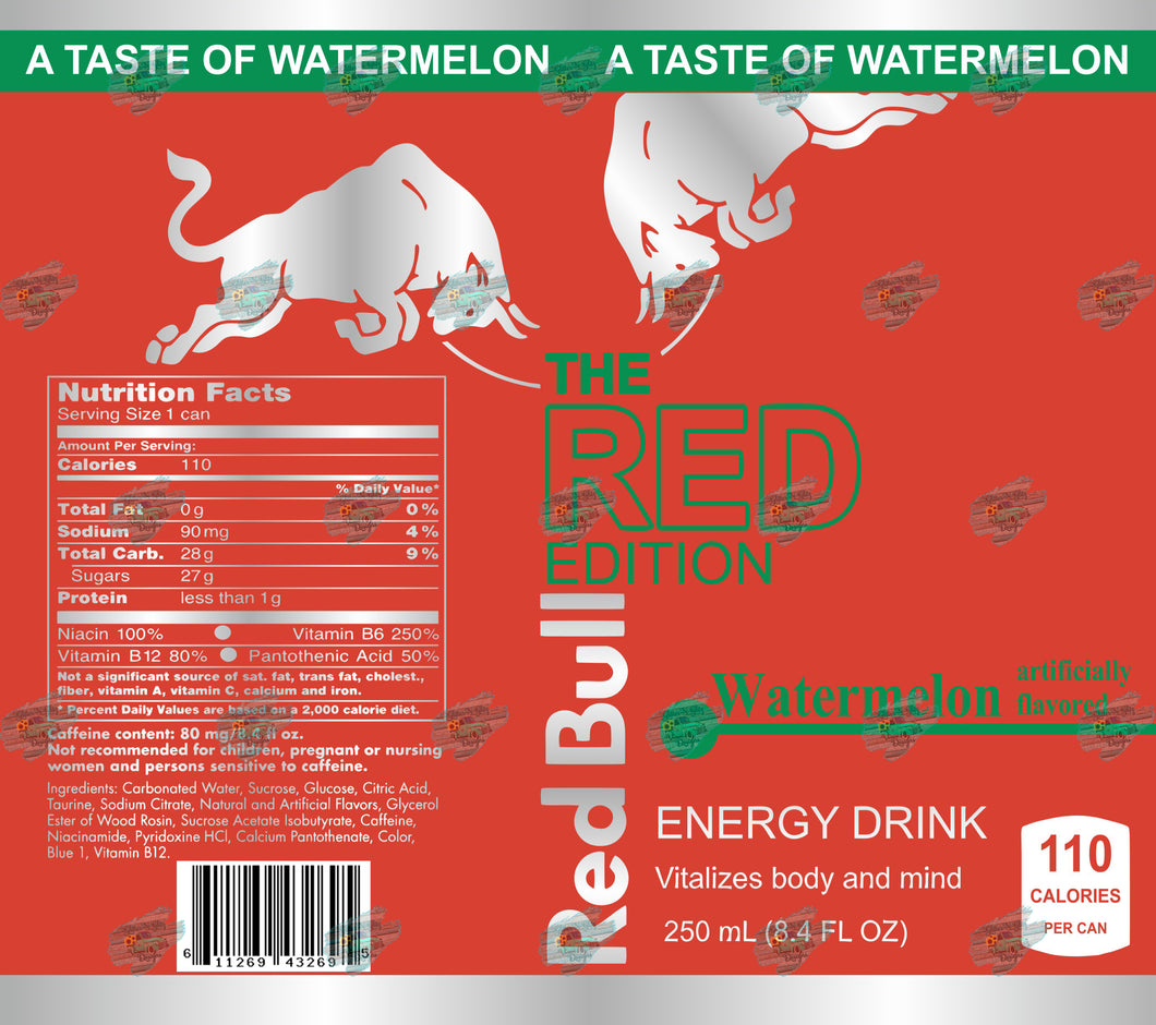 Red Bull the Red Edition Watermelon Tumbler Sublimation Transfer