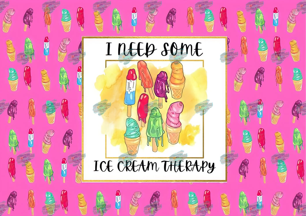 Ice Cream Therapy Pink Tumbler Sublimation Transfer