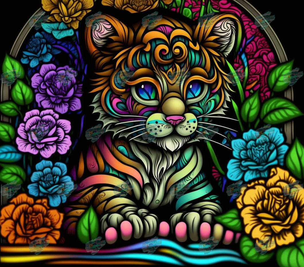 Stained Glass Tiger Tumbler Sublimation Transfer