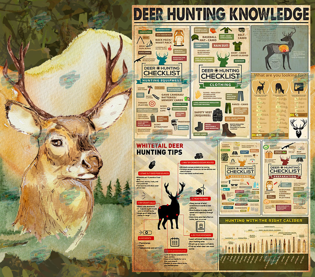 Deer Hunting Knowledge Tumbler Sublimation Transfer